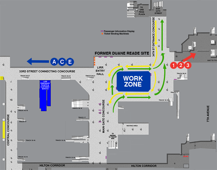 New Work Zone at EEG-LIRR Concourse